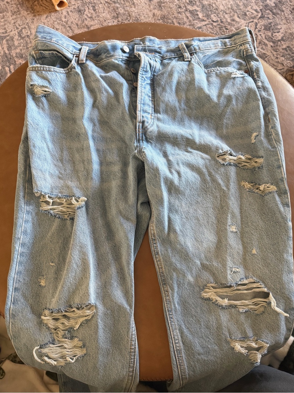 Old Navy Light Wash Distressed Relaxed Jeans